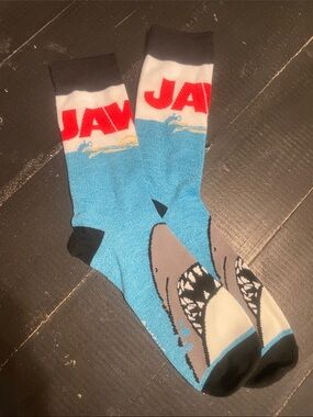 Jaws Graphic Crew Socks - Blue & Black